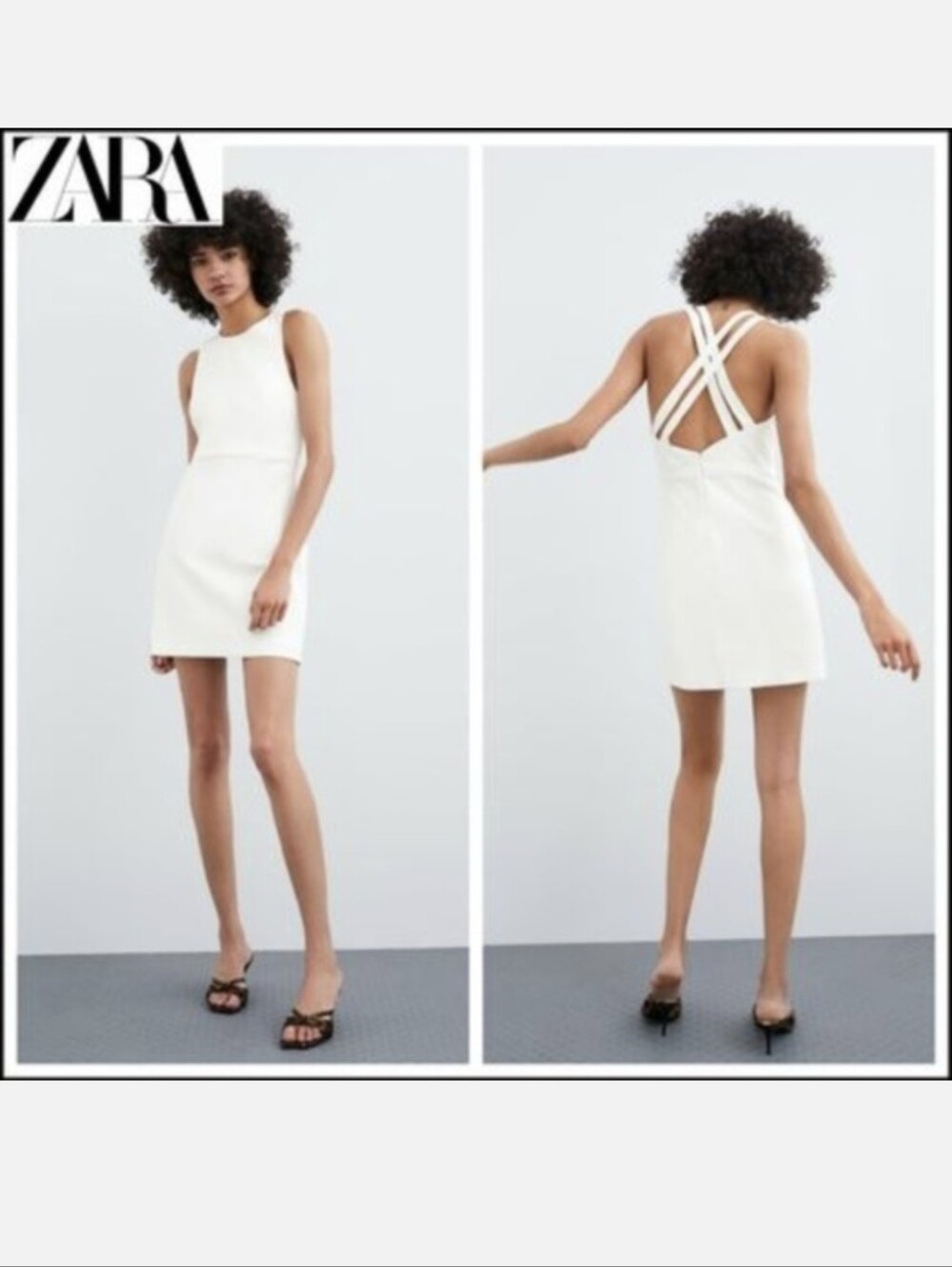 ZARA White Strappy-Back Mini Dress